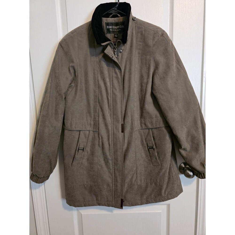 Vintage Fleet Street Ltd Faux-Suede jacket, Black Collar Sz S, fits like a M